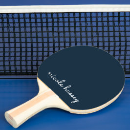 Raquete De Ping Pong Script Azul do marinho | Na moda Monograma Moderno