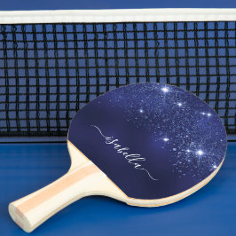 Raquete De Ping Pong script de nome da brilha azul do marinho