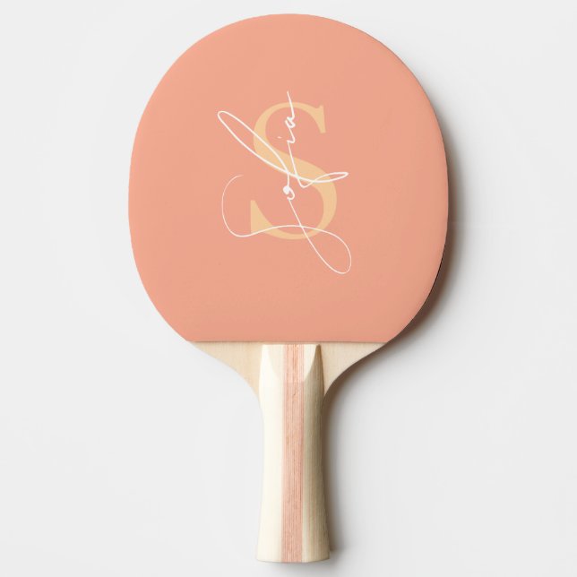 Raquete De Ping Pong Script de Nome Personalizado Mínimo Moderno (Frente)