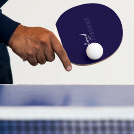 Raquete De Ping Pong Script Mínimo Simples Azul e Branco Moderno