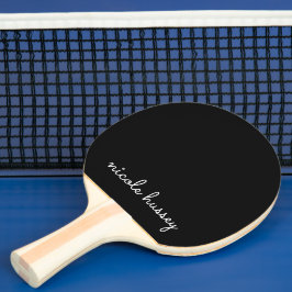 Raquete De Ping Pong Script Preto | Na moda Monograma Moderno Minimalis
