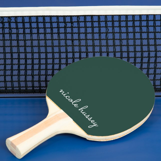 Raquete De Ping Pong Script Verde Esmeralda | Na moda Monograma Moderno (Insitu)