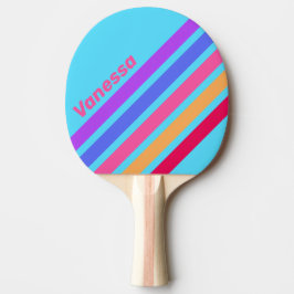 Raquete De Ping Pong Sea Glass Angled Striping with Name