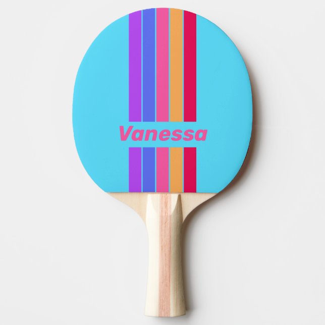 Raquete De Ping Pong Sea Glass Pin Striped with Name (Frente)