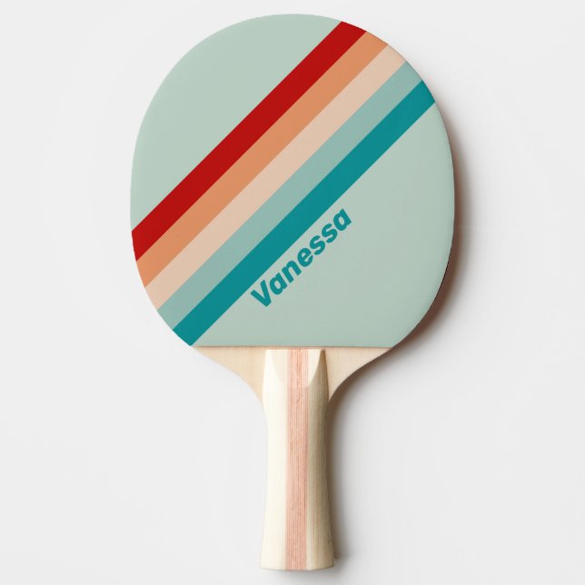 Raquete De Ping Pong Seaglass pálido, stripteado com nome (Frente)