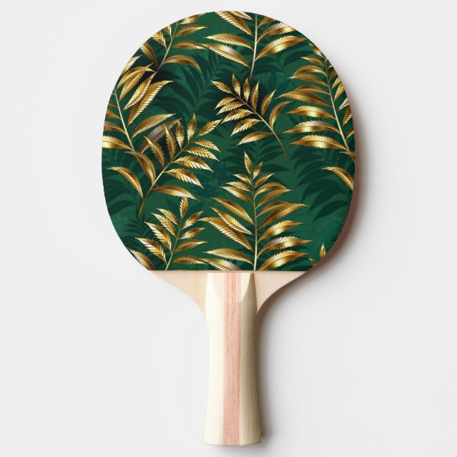 Raquete De Ping Pong Seamless pattern with golden ferns (Frente)