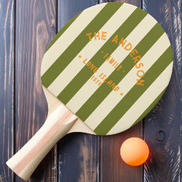 Raquete De Ping Pong Seaside Sweet Olive Stripe & Family Name