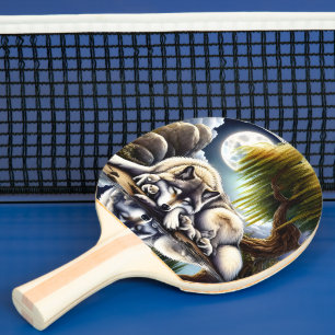 Raquete De Ping Pong Serenidade Lua Um Lobo Desmoronante