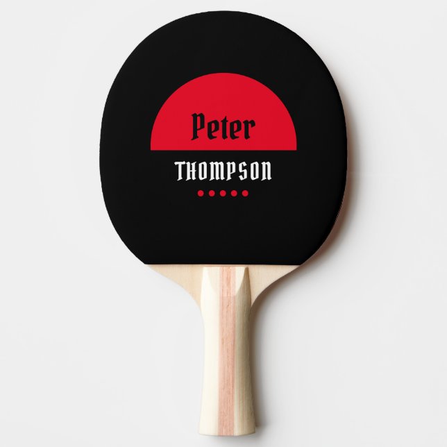 Raquete De Ping Pong seu nome logotipo vermelho (Frente)