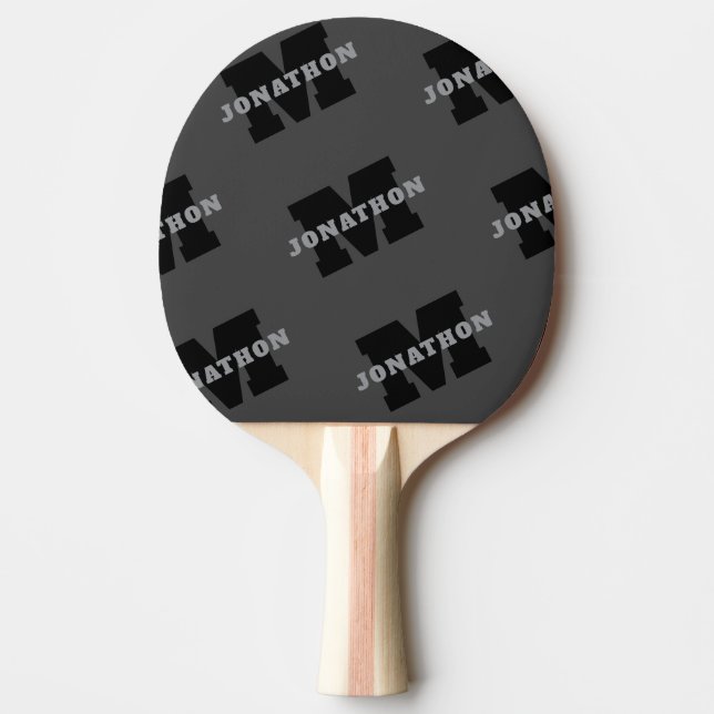 Raquete De Ping Pong Seu nome ou nome comercial | Cinza Masculina Moder (Frente)