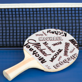 Raquete De Ping Pong Seu padrão de nome monograma cor rosa sombra
