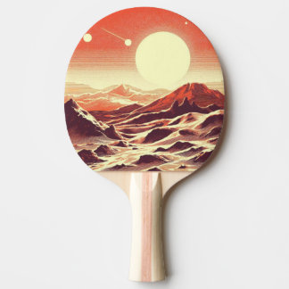 Raquete De Ping Pong SF Martian Landscape Woodcut (2)