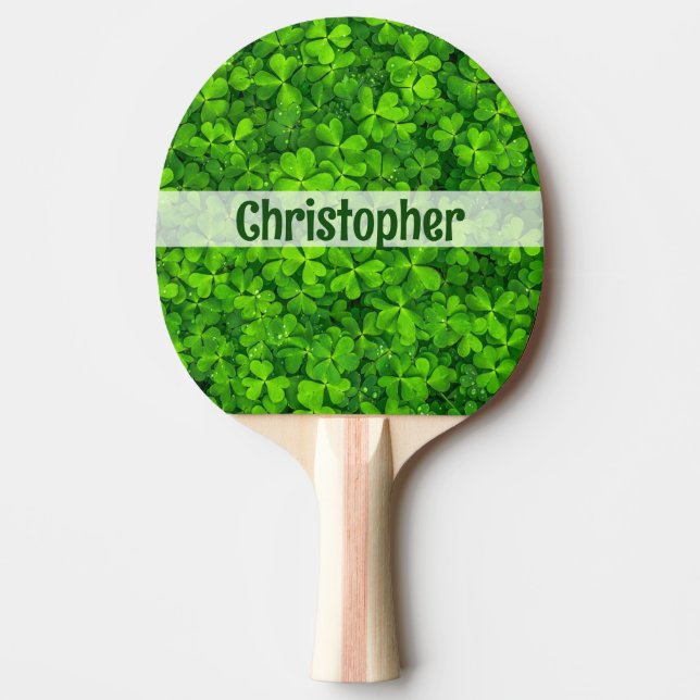 Raquete De Ping Pong Shamrock Clovers Add Name (Frente)