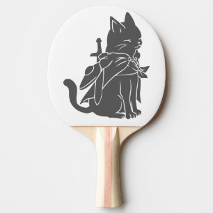 Raquete De Ping Pong Silhueta de gato guerreiro - Escolher cor de fundo