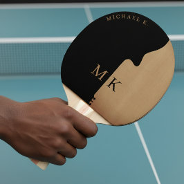 Raquete De Ping Pong Silhueta de Guitarra em Madeira Bege com Nome e Mo