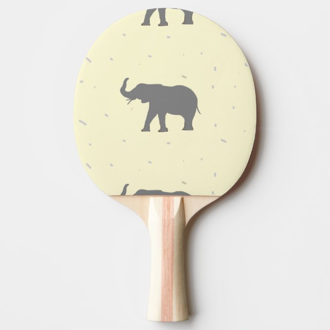 Raquete De Ping Pong Silhueta elefante de cinza (Frente)