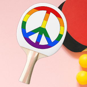 Raquete De Ping Pong Símbolo de Sinalizador de Paz do gay Rainbow