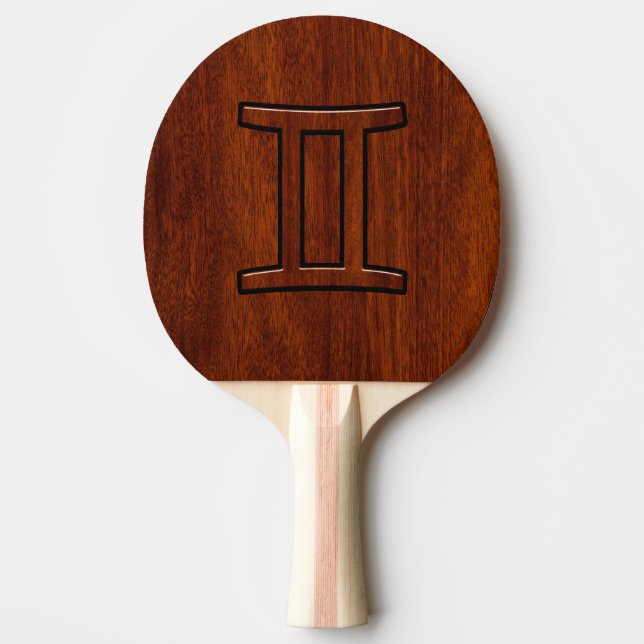 Raquete De Ping Pong Símbolo Gemini Zodiac em Mahogany como impressão (Frente)