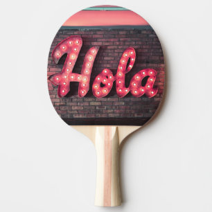Raquete De Ping Pong Símbolo Hola Espanhol Hello Neon