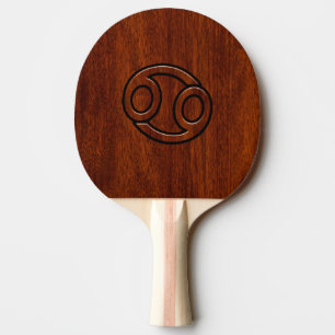 Raquete De Ping Pong Símbolo Zodiac do Cancer no Estilo de Mahogany