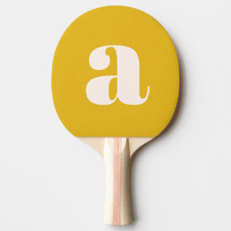 Raquete De Ping Pong Simples Monograma Inicial Amarelo Retro Negrito de