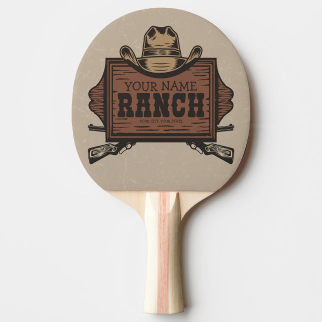 Raquete De Ping Pong Sinal de Ranhura Ocidental do Cowboy Guns Western (Frente)
