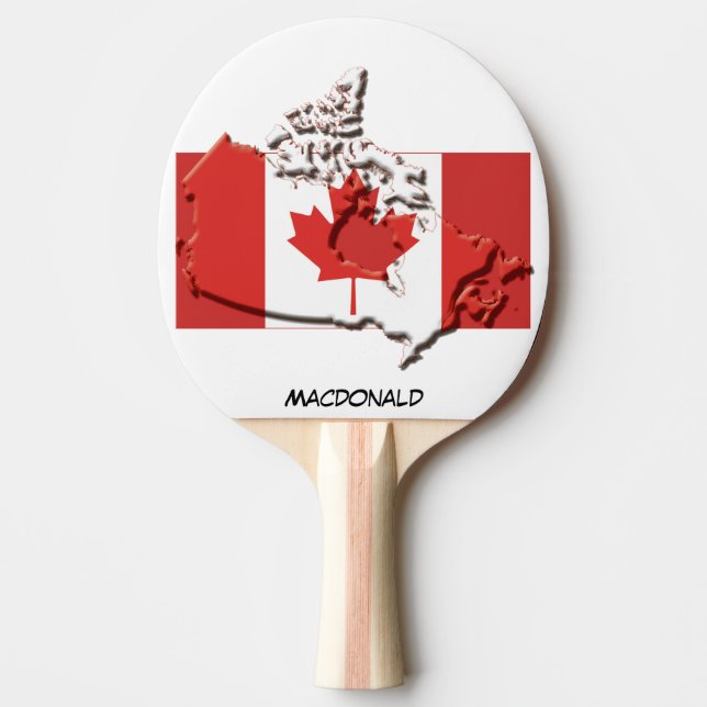 Raquete De Ping Pong SINALIZADOR CANADÁ e MAPA personalizados (Frente)