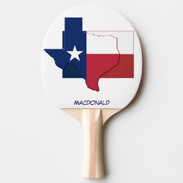 Raquete De Ping Pong SINALIZADOR TEXAS E MAPA Personalizado (Frente)
