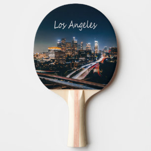 Raquete De Ping Pong Skyline da Califórnia em Los Angeles à noite