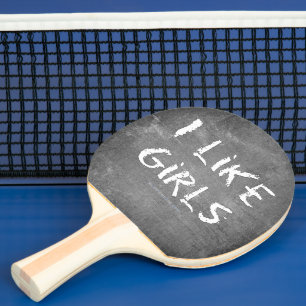 Raquete De Ping Pong SlipperyJoe's Eu Gosto de Meninas quadro-negro suj