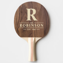 Raquete De Ping Pong Sobrenome da Família de Madeira de Noz e Inicial