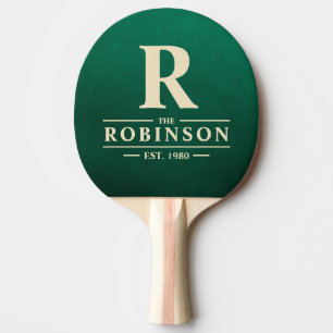 Raquete De Ping Pong Sobrenome e Inicial Esmeralda Verde