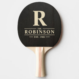 Raquete De Ping Pong Sobrenome e Inicial Madeira Preta Escura
