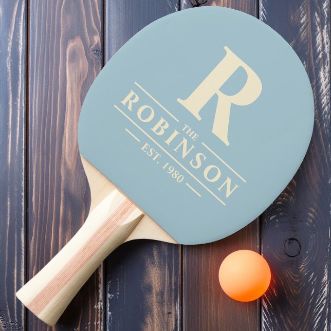 Raquete De Ping Pong Sobrenome & Inicial Céu Claro (Criador carregado)