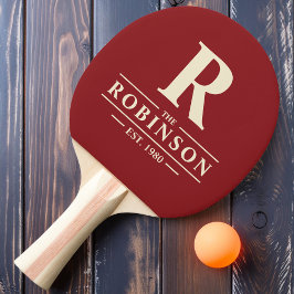 Raquete De Ping Pong Sobrenome & Inicial Cranberry Profundo