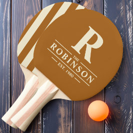 Raquete De Ping Pong Sobrenome & Inicial Listras Polo Areia Queimada