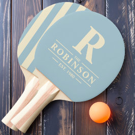 Raquete De Ping Pong Sobrenome & Inicial Listras Polo Céu Claro