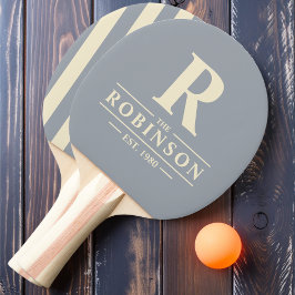 Raquete De Ping Pong Sobrenome & Inicial Listras Polo Cinza-Rocha