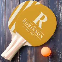 Raquete De Ping Pong Sobrenome & Inicial Listras Polo Manteiga Queimada
