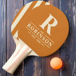 Raquete De Ping Pong Sobrenome & Inicial Listras Polo Mel Queimado