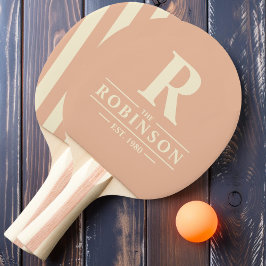 Raquete De Ping Pong Sobrenome & Inicial Listras Polo Pêssego Doce