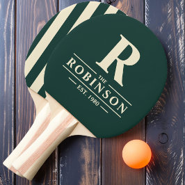 Raquete De Ping Pong Sobrenome & Inicial Listras Polo Verde Salvia