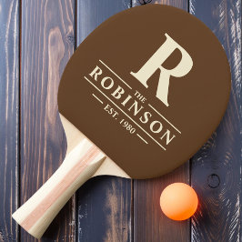 Raquete De Ping Pong Sobrenome & Inicial Marrom Floresta Profunda