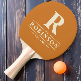 Raquete De Ping Pong Sobrenome & Inicial Mel Queimado