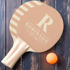 Raquete De Ping Pong Sobrenome & Inicial Polo Doce Pêssego