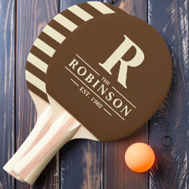Raquete De Ping Pong Sobrenome & Inicial Polo Marrom Floresta Profunda