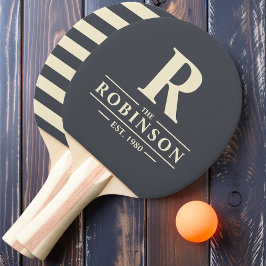 Raquete De Ping Pong Sobrenome & Inicial Polo Mediterrâneo Cinza