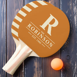 Raquete De Ping Pong Sobrenome & Inicial Polo Mel Queimado