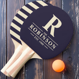 Raquete De Ping Pong Sobrenome & Inicial Polo Oceano da Meia-Noite