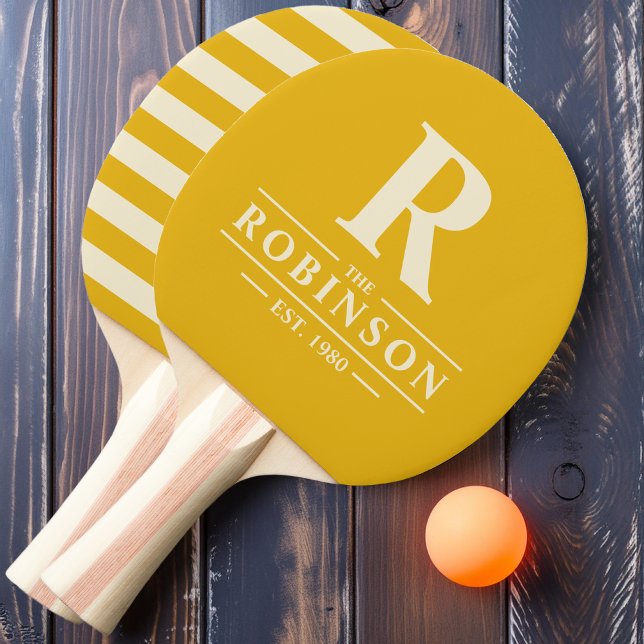 Raquete De Ping Pong Sobrenome & Inicial Polo Sol Flor-de-sol (Criador carregado)